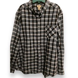 REACTION KENNETH COLE Men’s Plaid Print Long Sleeve Cotton Button Up Shirt XXL